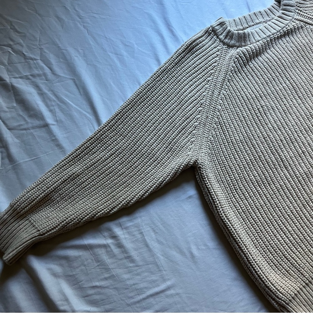 CURATOR SF oversized cream chunky knit crew neck raglan pullover sweater - Picture 2 of 5
